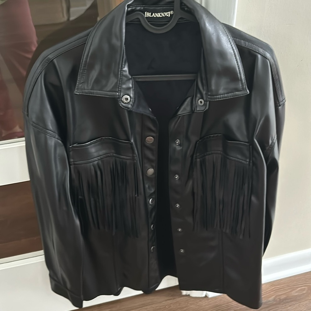 🏇🏻Vegan Leather Biker Tassel Western Jacket Blank NYC🏇🏻